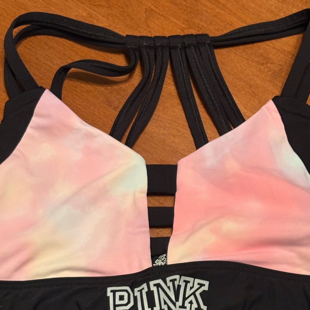 PINK Victoria's Secret Ultimate Pink and Black Sports Bra S/P Unlined - Picture 3 of 9